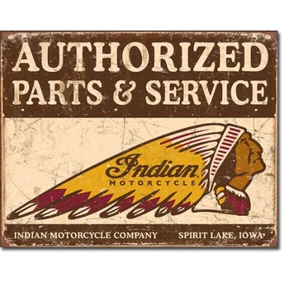 Enseigne Indian Motorcycle en métal  / Authorized Parts & Service